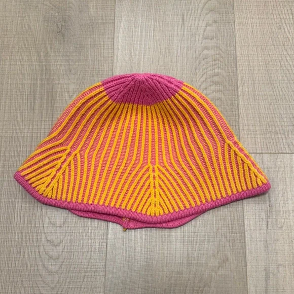 Orange and Pink Urban Outfitters Knit Bucket Hat - Picture 2 of 2